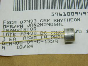 JAN2N2905AL transistor CRP Raytheon si PNP  MIL