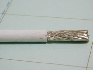 Wire AWG8 copper silver plated PTFE white insulated